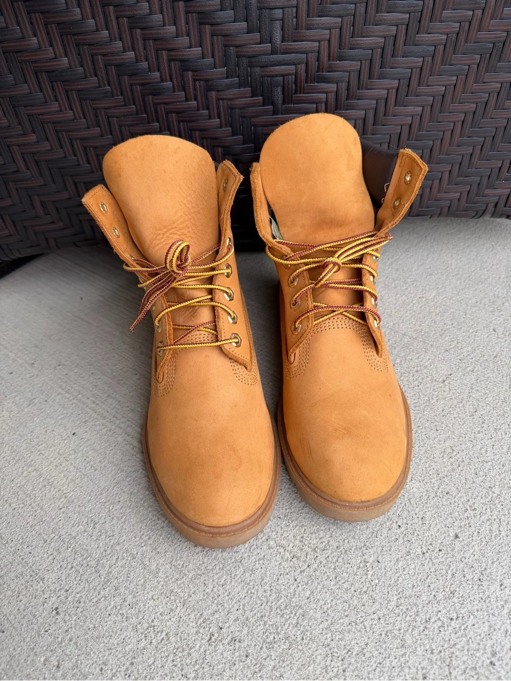 Timberland 6 Inch Premium Waterproof Boots Mens Size 7 Wheat Nubuck 18094 EUC